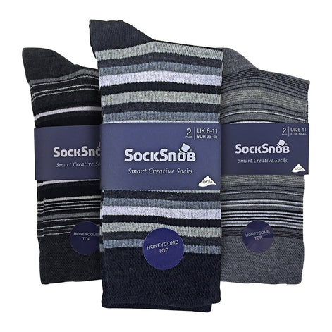 6 Pack Men's Colourful Striped Patterned Dress Cotton Socks