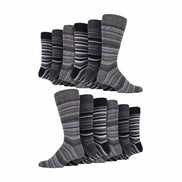 12 Pair Mens Colourful Cotton Striped Patterned Dress Socks