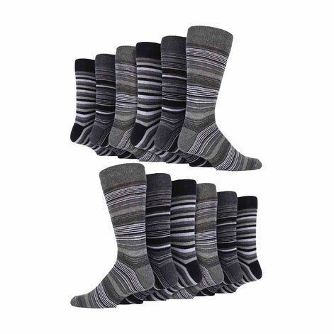12 Pair Mens Colourful Cotton Striped Patterned Dress Socks