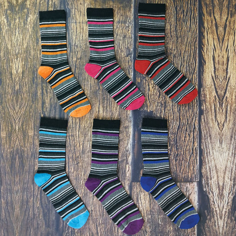 6 Pack Men's Patterned Coloured Soft Cotton Dress Socks