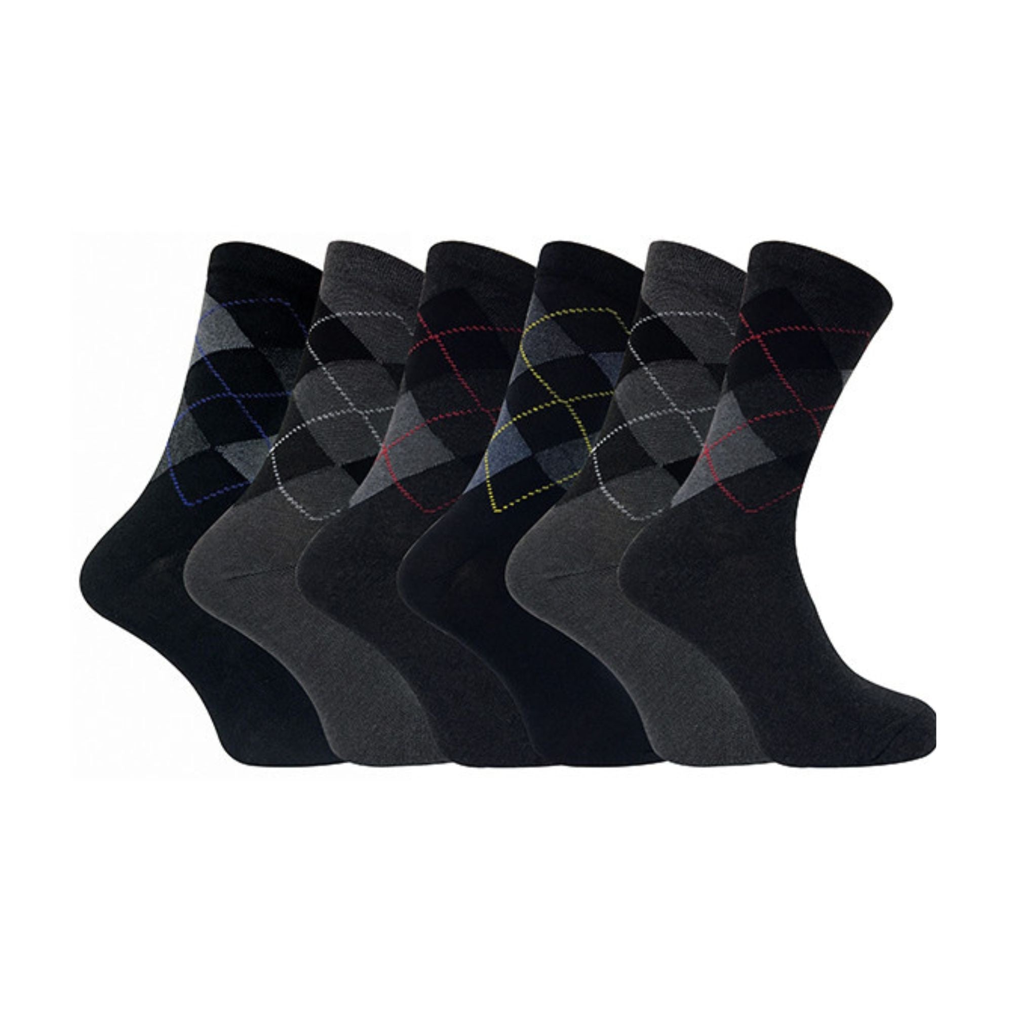 6 Pack Men's Patterned Coloured Soft Cotton Dress Socks