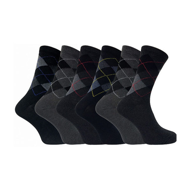 6 Pack Men's Patterned Coloured Soft Cotton Dress Socks