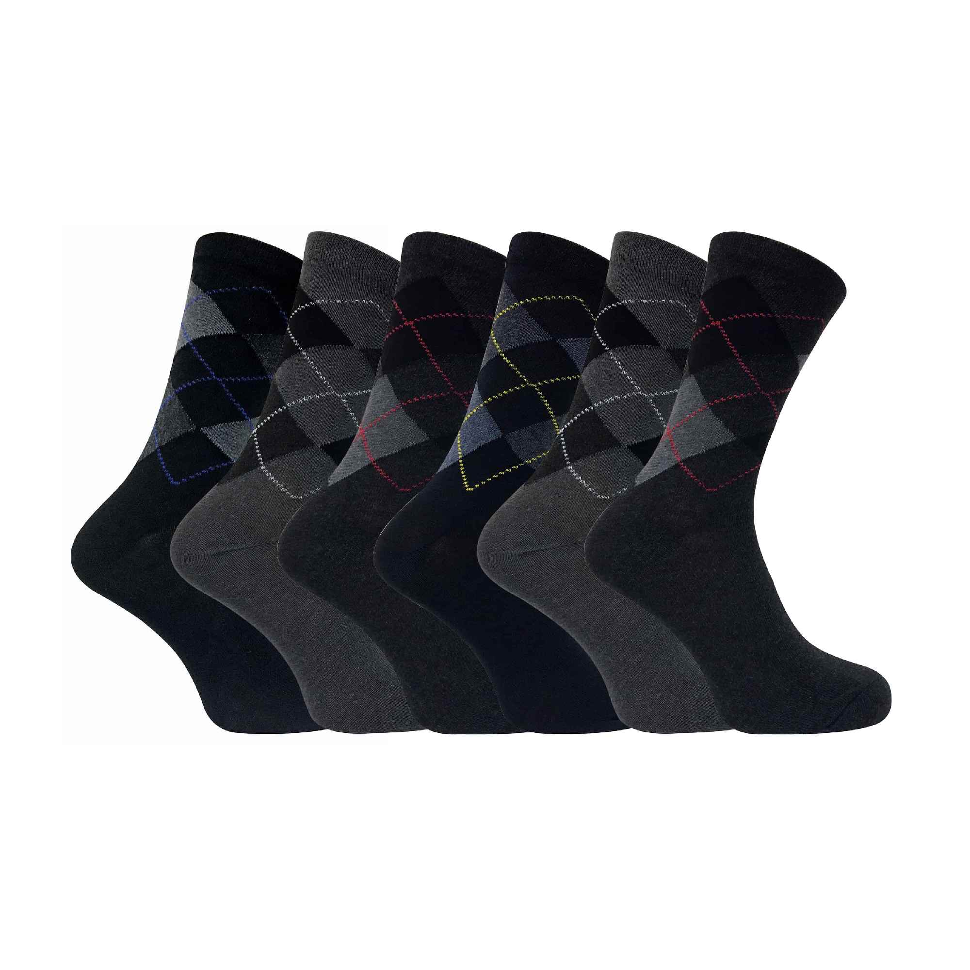6 Pack Men's Patterned Coloured Soft Cotton Dress Socks