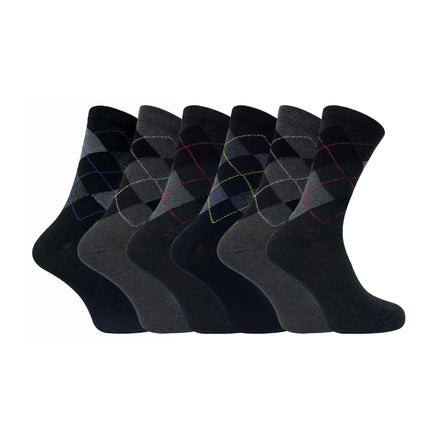 6 Pack Men's Patterned Coloured Soft Cotton Dress Socks