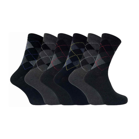 6 Pack Men's Patterned Coloured Soft Cotton Dress Socks
