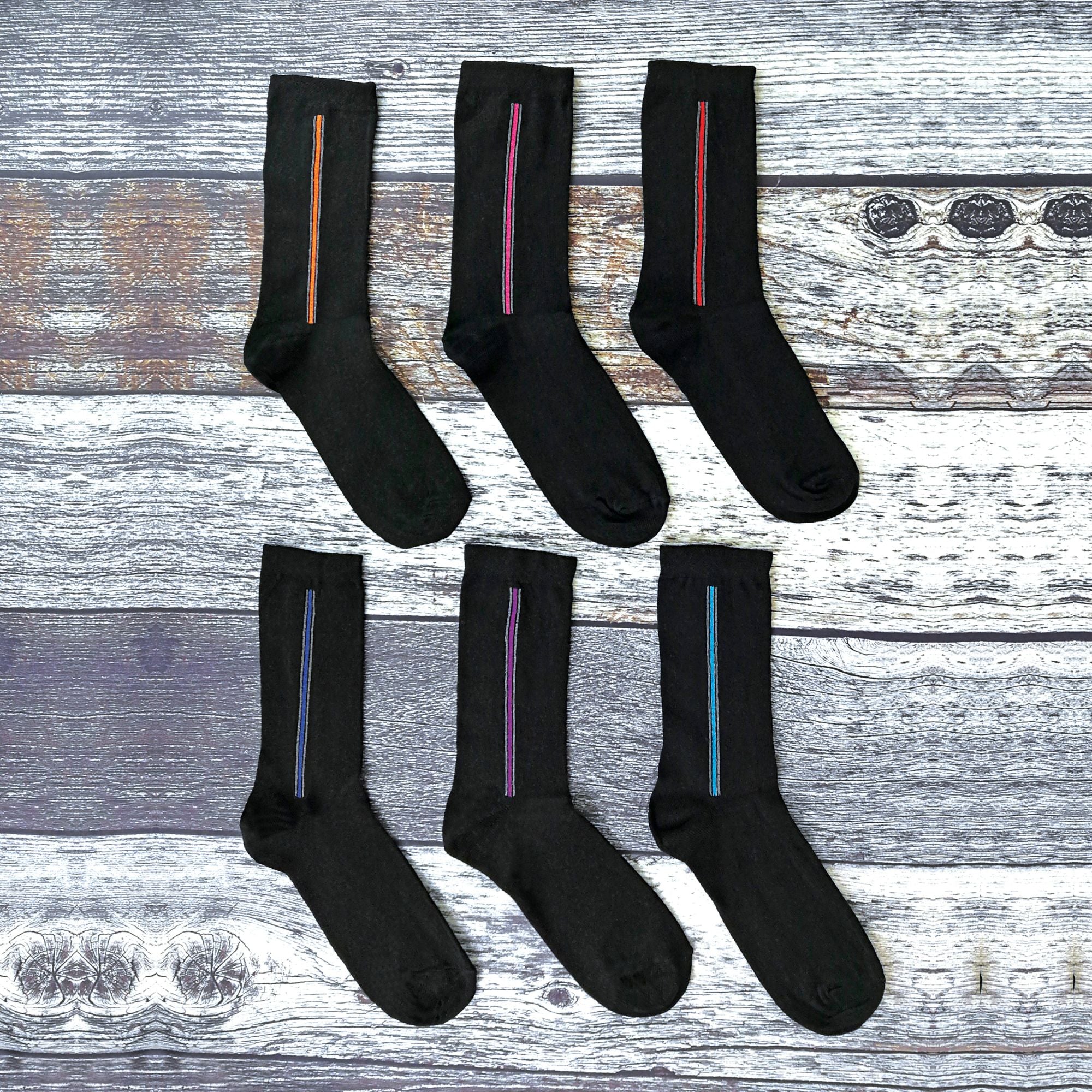 6 Pack Men's Patterned Coloured Soft Cotton Dress Socks