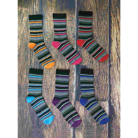6 Pack Men's Patterned Coloured Soft Cotton Dress Socks