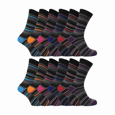 Mens 12 Pairs Cotton Rich Formal Dress Coloured Socks