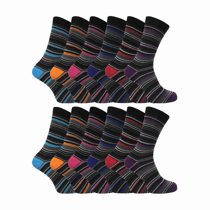 Mens 12 Pairs Cotton Rich Formal Dress Coloured Socks