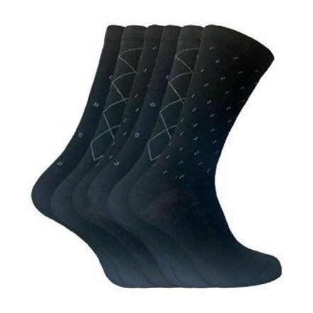 6 Pack Men's Patterned Coloured Soft Cotton Dress Socks