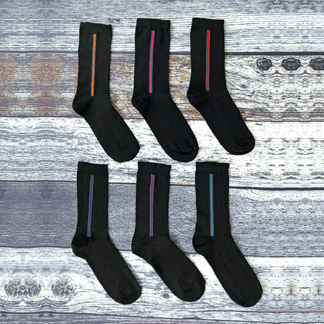 6 Pack Men's Patterned Coloured Soft Cotton Dress Socks