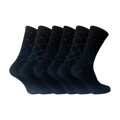 6 Pack Men's Patterned Coloured Soft Cotton Dress Socks