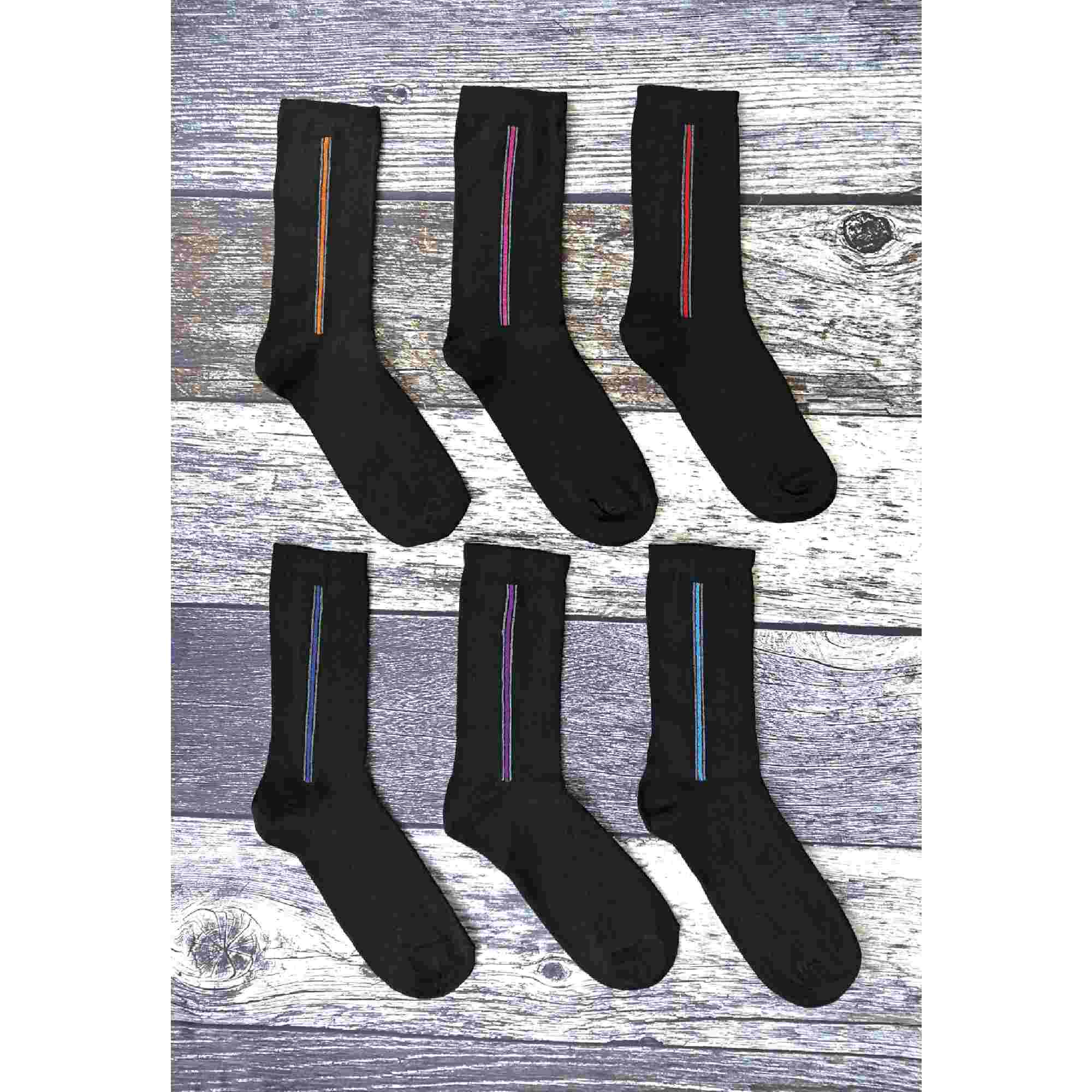 6 Pack Men's Patterned Coloured Soft Cotton Dress Socks