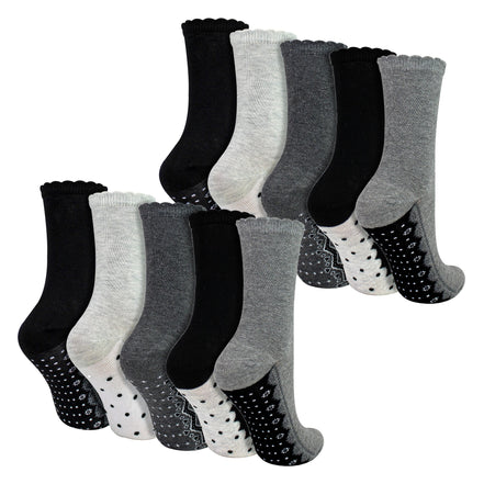 10 Pairs Ladies Lace Effect Footbed Socks - Soft Cotton Rich Everyday Socks