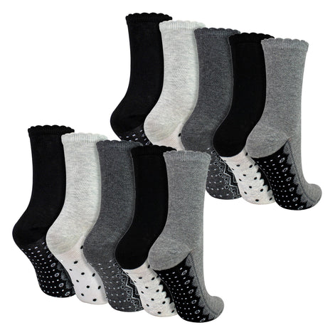 10 Pairs Ladies Lace Effect Footbed Socks - Soft Cotton Rich Everyday Socks