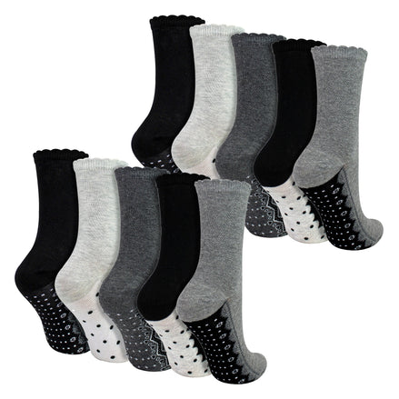 10 Pairs Ladies Lace Effect Footbed Socks - Soft Cotton Rich Everyday Socks