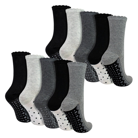 10 Pairs Ladies Lace Effect Footbed Socks - Soft Cotton Rich Everyday Socks