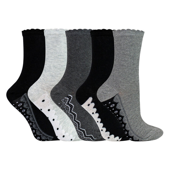 10 Pairs Ladies Lace Effect Footbed Socks - Soft Cotton Rich Everyday Socks