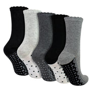 5 Pairs Ladies Lace Effect Footbed Socks - Soft Cotton Rich Everyday Socks