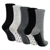 5 Pairs Ladies Lace Effect Footbed Socks - Soft Cotton Rich Everyday Socks