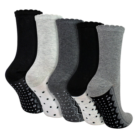 5 Pairs Ladies Lace Effect Footbed Socks - Soft Cotton Rich Everyday Socks