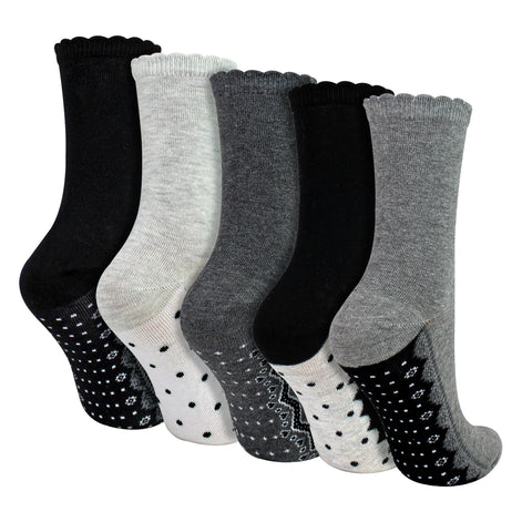 5 Pairs Ladies Lace Effect Footbed Socks - Soft Cotton Rich Everyday Socks