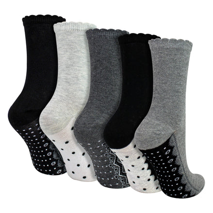 5 Pairs Ladies Lace Effect Footbed Socks - Soft Cotton Rich Everyday Socks