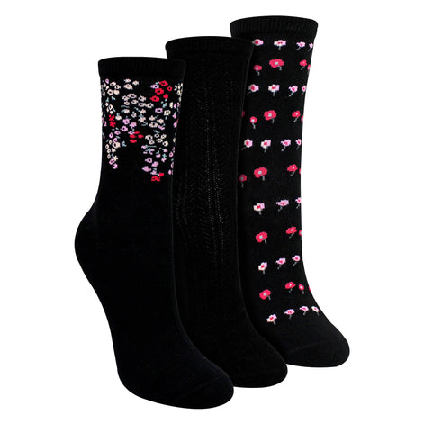 3 Pairs Ladies Floral Pattern Socks - Soft Cotton Rich Everyday Socks