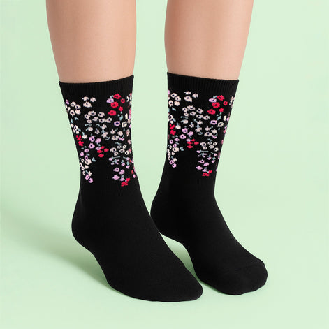 3 Pairs Ladies Floral Pattern Socks - Soft Cotton Rich Everyday Socks