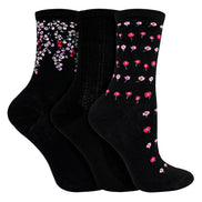 3 Pairs Ladies Floral Pattern Socks - Soft Cotton Rich Everyday Socks