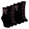 6 Pairs Ladies Floral Pattern Socks - Soft Cotton Rich Everyday Socks