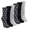 6 Pairs Ladies Stars and Trees Patterned Socks - Soft Cotton Rich Everyday Socks