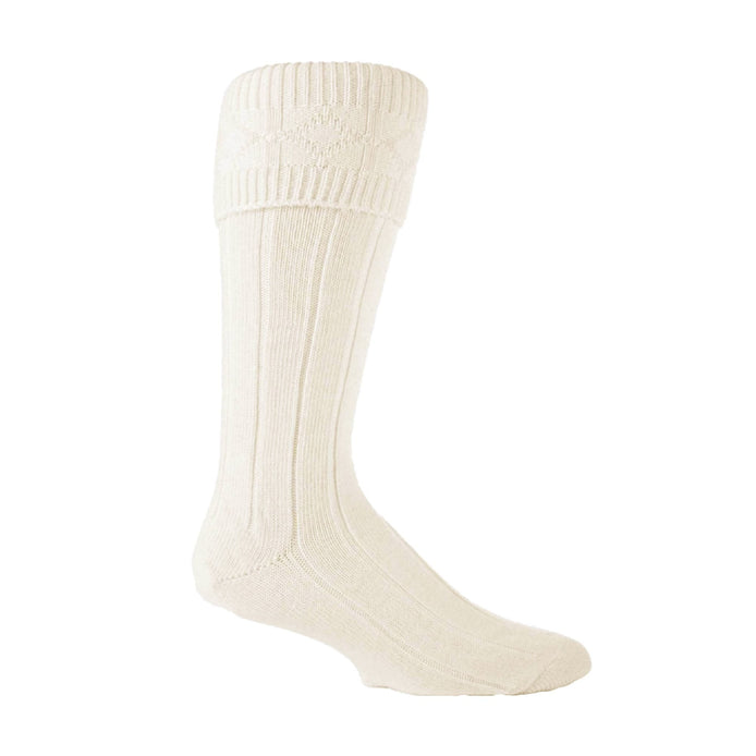 1 Pack Men's Knee High Wool Blend Ribbed Cream Kilt Socks