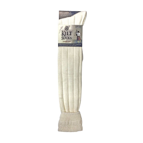 1 Pack Men's Knee High Wool Blend Ribbed Cream Kilt Socks