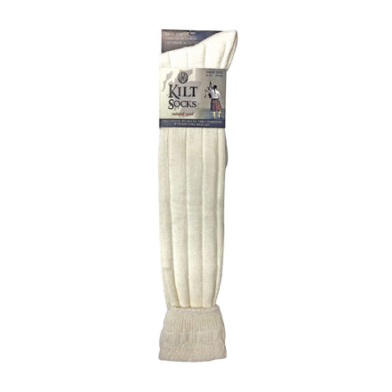 1 Pack Men's Knee High Wool Blend Ribbed Cream Kilt Socks