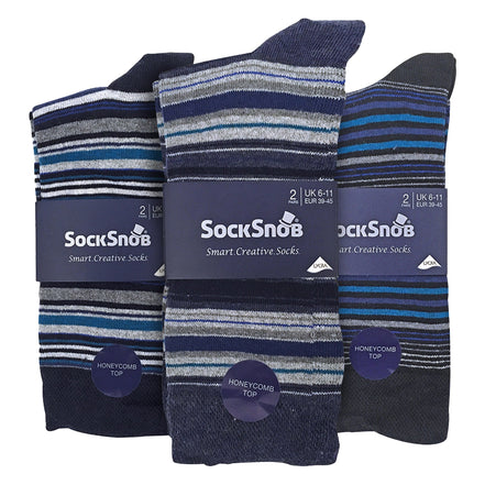 6 Pack Men's Colourful Striped Patterned Dress Cotton Socks