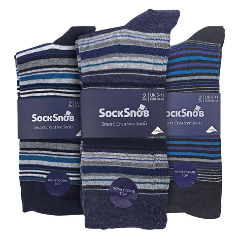 6 Pack Men's Colourful Striped Patterned Dress Cotton Socks