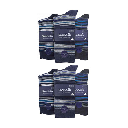 12 Pair Mens Colourful Cotton Striped Patterned Dress Socks
