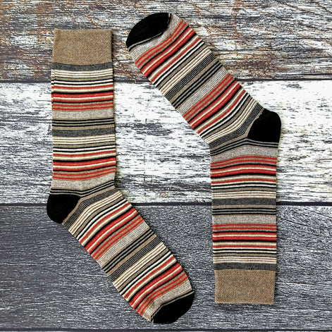 6 Pack Men's Colourful Striped Patterned Dress Cotton Socks