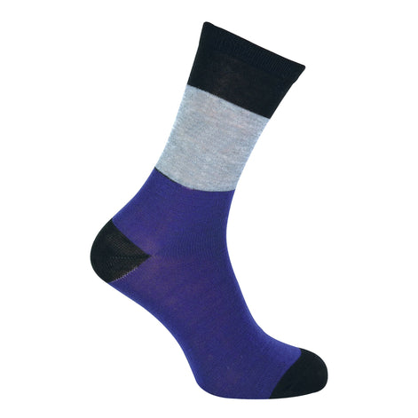 6 Pack Men's Blue Grey Argyle Striped Fashion Dress Socks