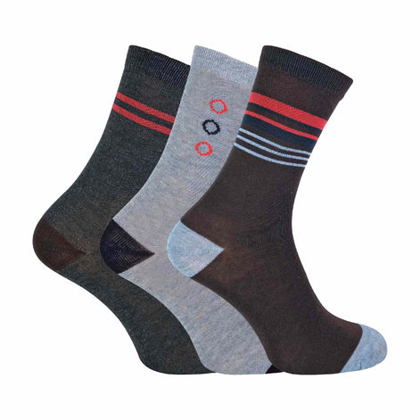 6 Pack Men's Blue Grey Argyle Striped Fashion Dress Socks