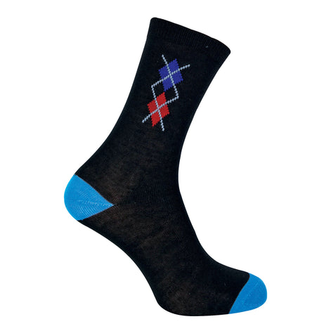 6 Pack Men's Blue Grey Argyle Striped Fashion Dress Socks