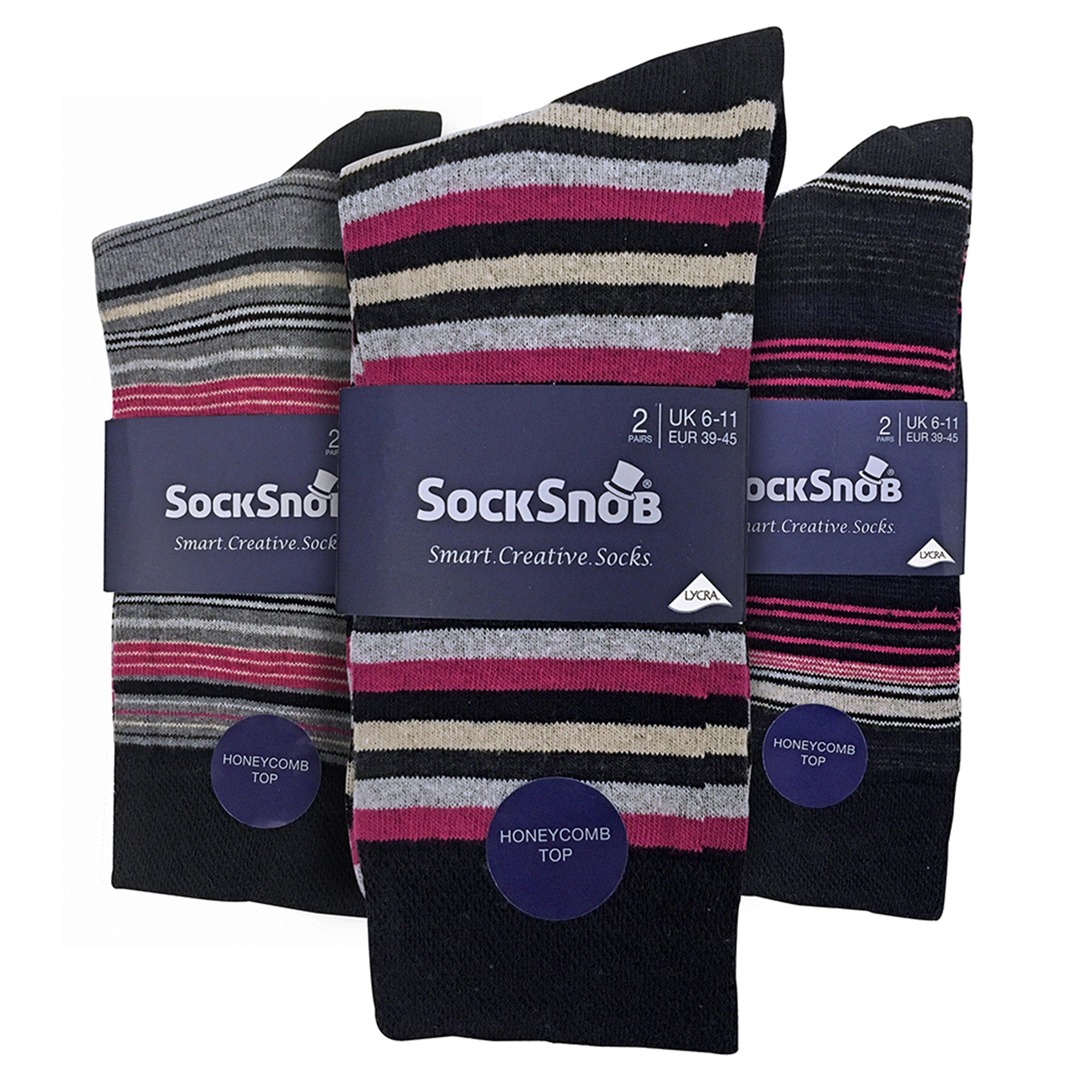 6 Pack Men's Colourful Striped Patterned Dress Cotton Socks