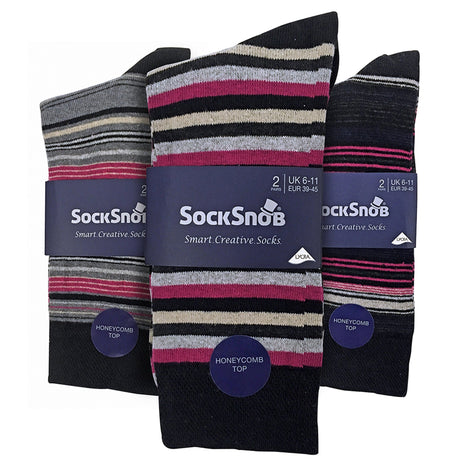 6 Pack Men's Colourful Striped Patterned Dress Cotton Socks