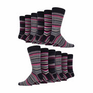 12 Pair Mens Colourful Cotton Striped Patterned Dress Socks