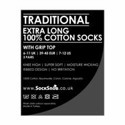 3 Pack Men's Long Knee High Length 100% Cotton Socks