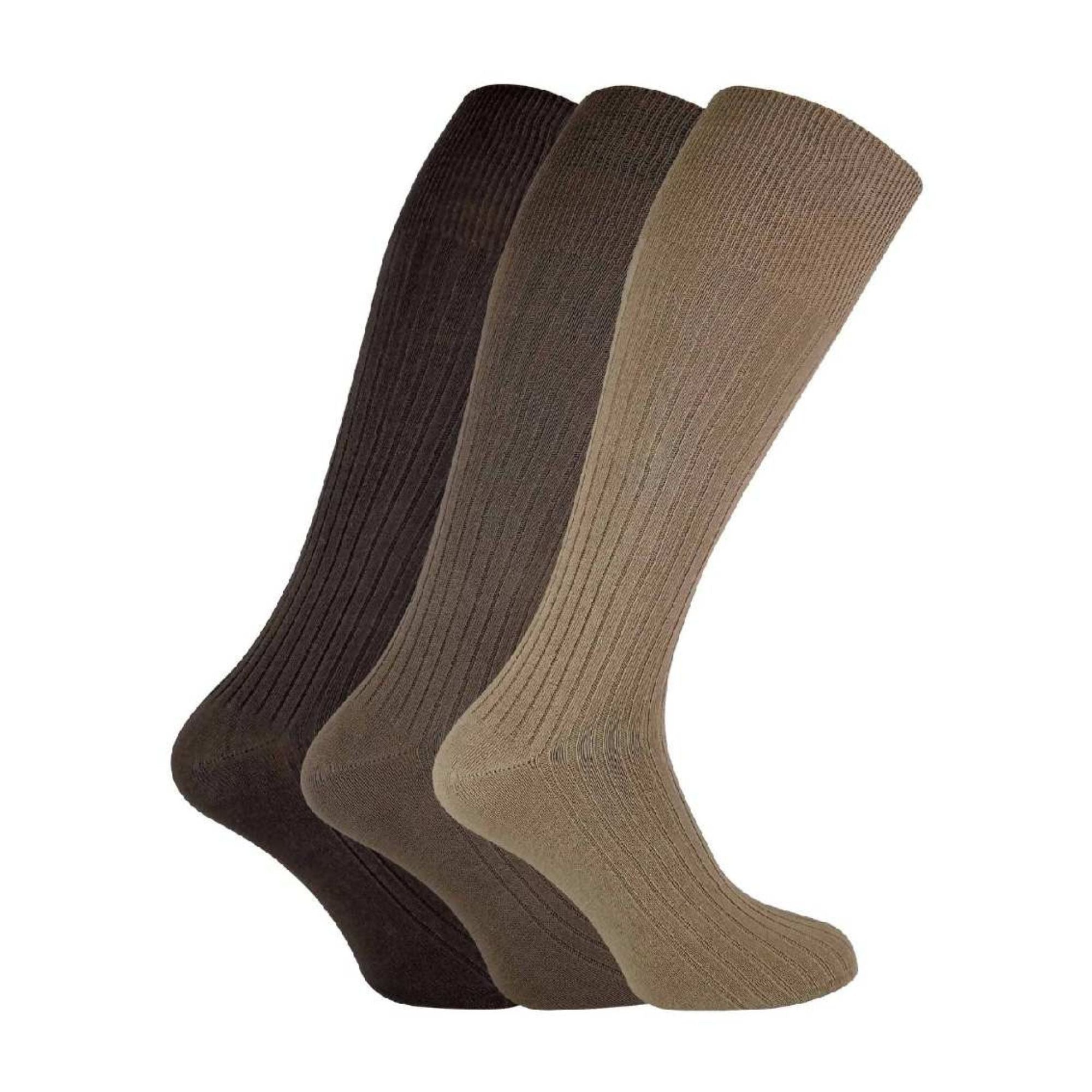 3 Pack Men's Long Knee High Length 100% Cotton Socks