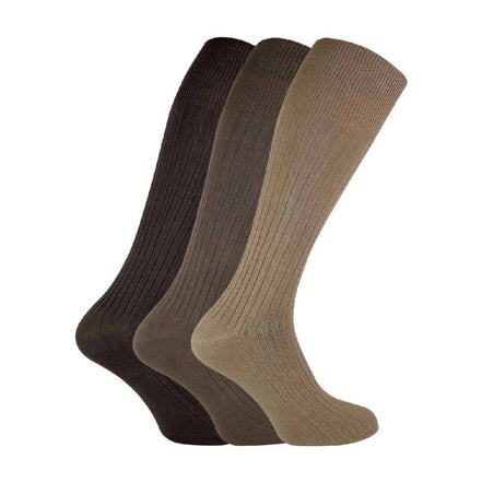 3 Pack Men's Long Knee High Length 100% Cotton Socks