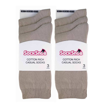 Ladies Plain Coloured Cotton Rich Dress Socks (Multipack Options)