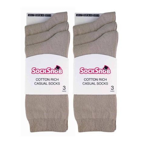 Ladies Plain Coloured Cotton Rich Dress Socks (Multipack Options)
